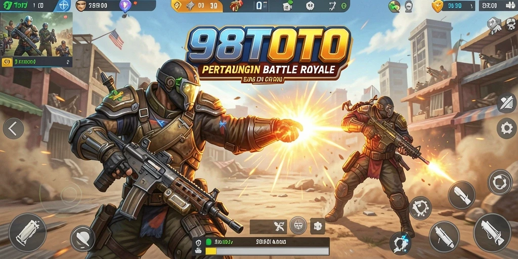 Gameplay seru 98TOTO dalam pertempuran Battle Royale.