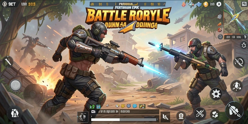 Gameplay 9ET yang mendebarkan dalam pertarungan Battle Royale.