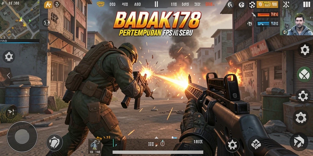 Screenshot gameplay BADAK178 dengan aksi tembak-menembak yang mendebarkan.