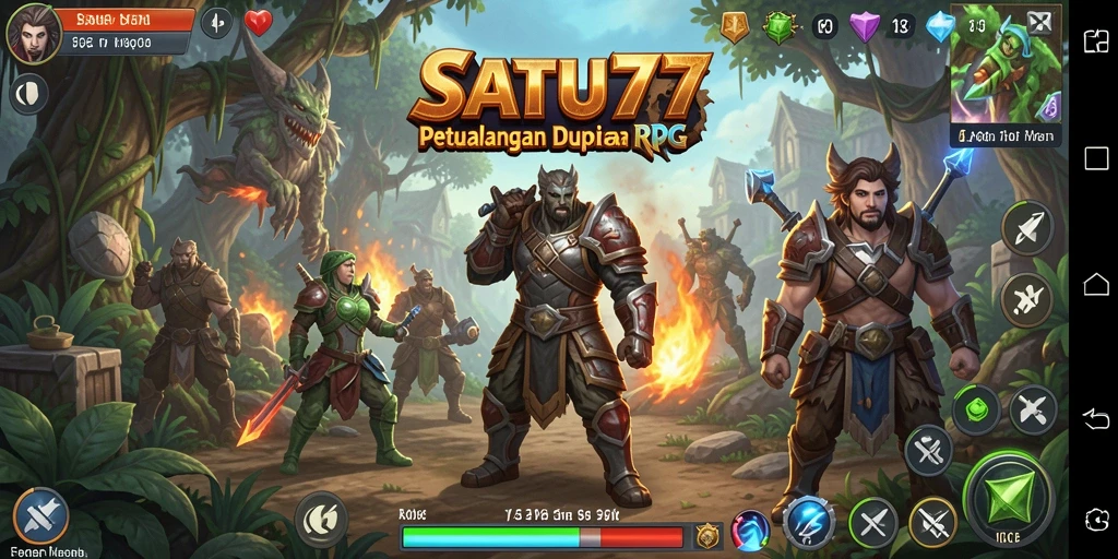Screenshot utama SATU77 menampilkan aksi pertarungan yang menegangkan.