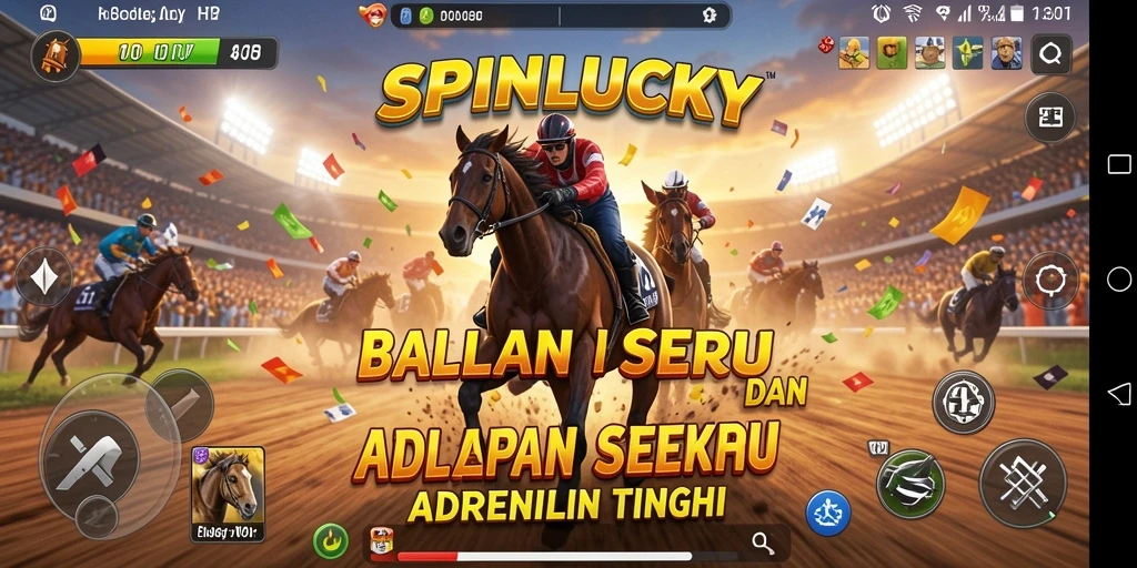 Gameplay SPINLUCKY yang seru dan menantang di lintasan balap.
