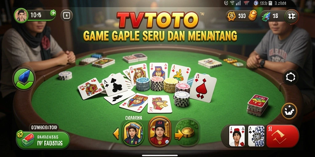Screenshot gameplay TVTOTO yang menampilkan keasyikan bermain Gaple.